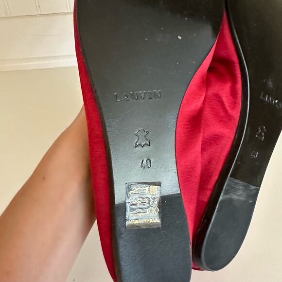 Lanvin Ballet Crystal Embellished Slip On Flats Red 40 - Picture 11 of 11